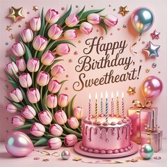 background with tulips and candles