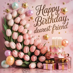  card with flowers and balloons