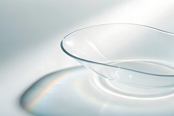 Clear contact lens with rainbow reflection background