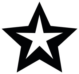 Modern minimal black five pointed star shape with white inner star design element