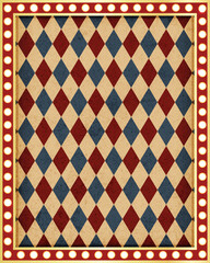 Vintage Circus  Pattern Background, Light Frame Border, Old Festive Template, Poster Design, Circus Flyer, Card, Festival, Carnaval, Lightbox, Vector	