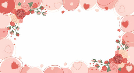 Floral and Heart-Shaped Frame for Valentine's Day or Romantic Themes