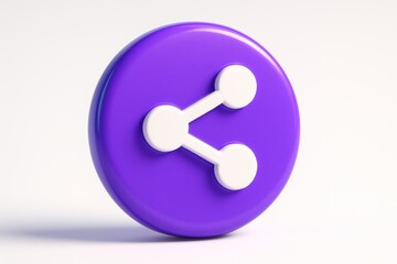 Glossy purple 3D button with a white share icon against a minimalist white background