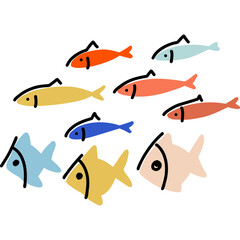 A Collection of Colorful Cartoon Fish Ideal for Various Creative Projects and Designs