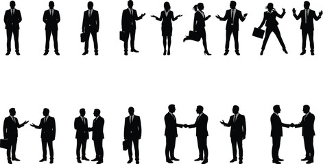 Business people silhouettes, corporate communication, teamwork collaboration, professiona