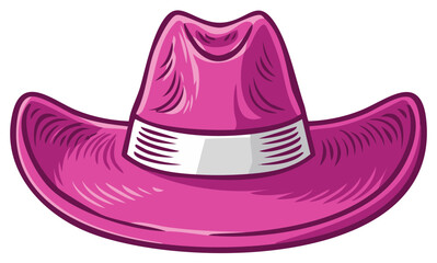 Bright pink cowgirl hat isolated vector illustration for western theme party or bachelorette