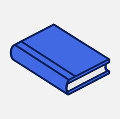 Isometric Blue Book — Minimalist 3D Flat Design Illustration