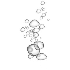 Realistic water bubbles with fizzy sparkles and liquid reflections.