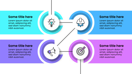 Infographic template. 4 connected circles with line