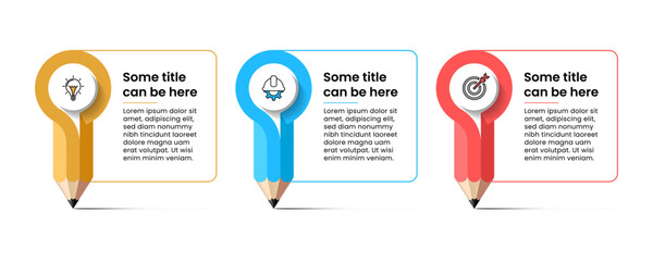 Infographic template. 3 pencils with icons and text