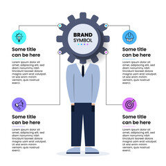 Infographic template. Person with gear and 4 steps