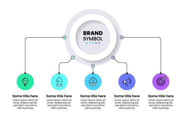 Infographic template. Circle with lines and 5 steps