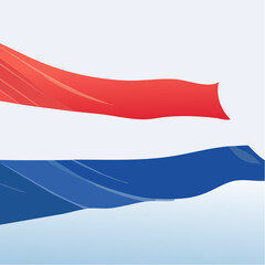 Fototapeta premium Graphic representation of a flag with red white and blue streamers