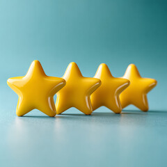 Fototapeta premium Four yellow stars on a blue background.