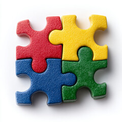 Obraz premium Four colorful interlocking puzzle pieces.