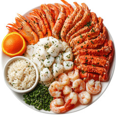 Seafood platter delight on transparent background