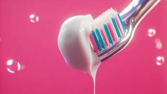 A toothbrush with toothpaste dripping out, ready for use