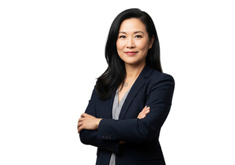 Confident Professional Woman in a Corporate Setting: A poised and accomplished woman, her arms gracefully crossed, radiates confidence and expertise in a professional business environment. 