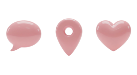 collection web icon 3d glossy and cute pink color