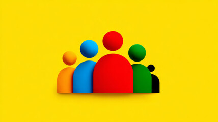 Obraz premium Colorful abstract group of people on yellow background