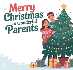 Couple celebrating Christmas with snowman, festive decorations, winter clothing, Santa hat, holiday greeting, snowflakes, candy canes, love, joy, cheerful message