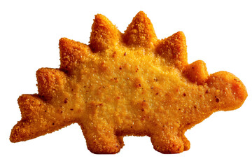 Fototapeta premium Golden dinosaur shaped chicken nugget crispy isolated on a transparent background