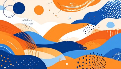 Colorful abstract design featuring organic shapes and textured elements