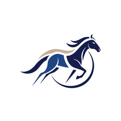 Dynamic blue and tan horse silhouette in motion