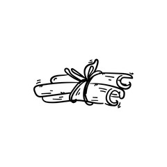 A bundle of cinnamon sticks. doodle hand drawn icon sketch vector illustration