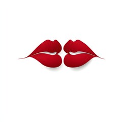 Pair of red lips isolated on white background &ndash; romantic kiss clipart for Valentine&rsquo;s Day or love design
