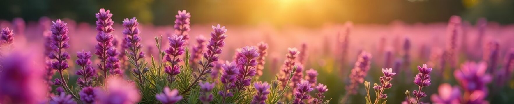 Vibrant purple heather flowers bloom in a sprawling field, bathed in soft sunlight A stunning display of natural beauty, perfect for nature, floral, and autumnal themes , flowers, heath, fragile