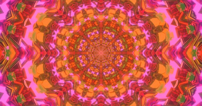 A vibrant and colorful tunnel displays a mesmerizing pattern that shifts and flows in a continuous loop. Perfect for adding energy to any digital space with captivating visuals.