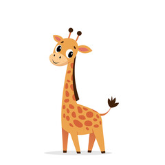 Obraz premium Full body giraffe flat design in simple geometric shapes simple illustration