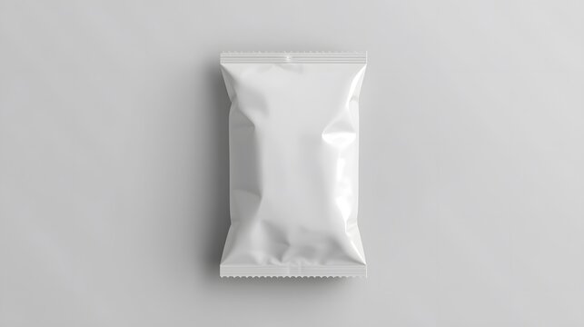 White flow pack mockup isolated on white background for branding presentation