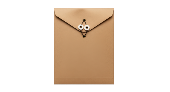 Tan string and button envelope for business correspondence and mailing important documents safely, perfect for elegant branding and professional communication