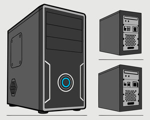 Fototapeta premium Computer security system with lock on a black desktop tower illustrating technology and network protection