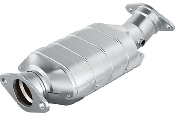 Car catalytic converter metallic, transparent background