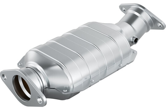 Car catalytic converter metallic, transparent background