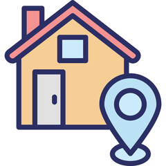 Home Location Icon – House Pin Symbol, GPS Navigation Marker, Real Estate Map Pointer