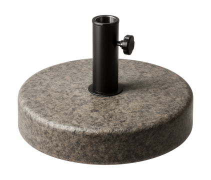 Sturdy stone umbrella base for stable support at outdoor events and garden gatherings.