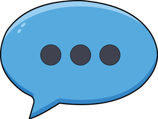 Blue Conversation Bubble Graphic Chat Icon Illustration Speak Message Cartoon Style Black Outline Dots Text Dialogue