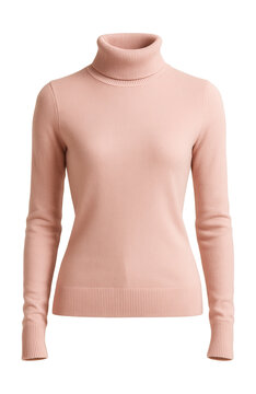 Pastel pink cotton turtleneck with a slim, fitted design.