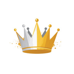  crown logo (silver - gold) in grunge paintbrush style 