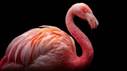 Elegant Flamingo on Black Background