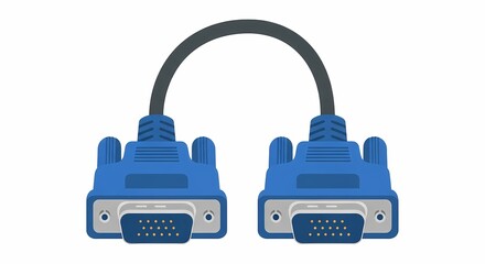 Fototapeta premium VGA Cable Connector Pair Isolated on White Background, Analog Video Interface