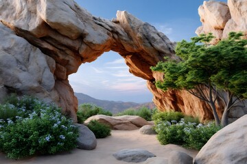 Natural rock arch forming a scenic desert gateway