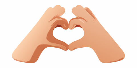 Obraz premium Two hands forming a heart shape with fingers touching against a white background