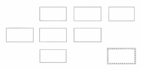 Collection of simple hand drawn rectangular frames and borders on a white background