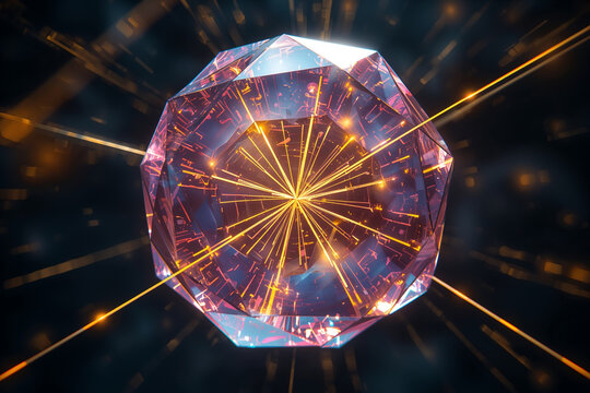Esfera prism&aacute;tica con venas doradas de luz