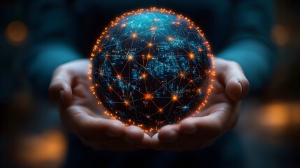 Digital Globe Held in Hands